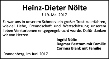 Traueranzeige von Heinz-Dieter Nölte von HAZ/NP