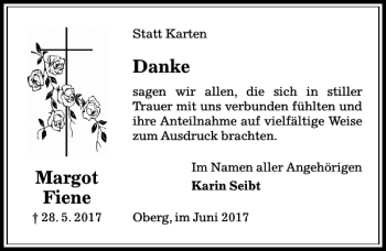 Traueranzeige von Margot Fiene von Peiner Allgemeine Zeitung