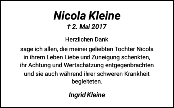 Traueranzeige von Nicola Kleine von Göttinger Tageblatt