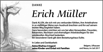 Traueranzeige von Erich Müller von Torgauer Zeitung