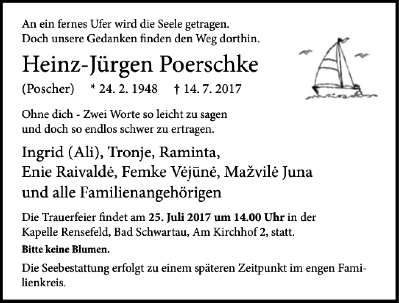  Traueranzeige für Heinz-Jürgen Poerschke vom 24.07.2017 aus Lübecker Nachrichten