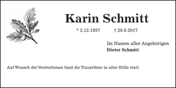 Traueranzeige von Karin Schmitt von HAZ/NP