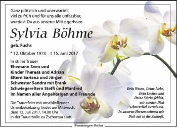 Traueranzeige von Sylvia Böhme von Leipziger Volkszeitung