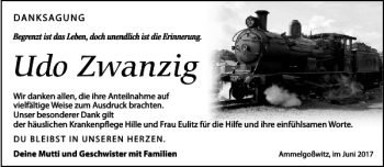 Traueranzeige von Udo Zwanzig von Torgauer Zeitung