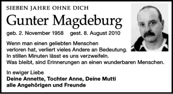 Traueranzeige von Gunter Magdeburg von Leipziger Volkszeitung