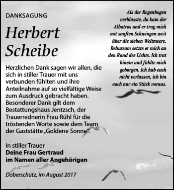 Traueranzeige von Herbert Scheibe von Leipziger Volkszeitung