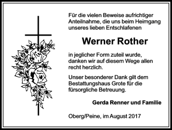 Traueranzeige von Werner Rother von Peiner Allgemeine Zeitung