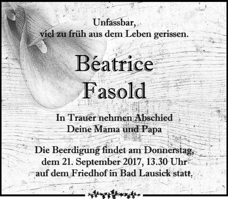 Traueranzeigen von B atrice Fasold trauer anzeigen.de