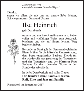 Traueranzeige von Ilse Heinrich von MAZ-Trauer.de