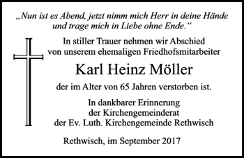 Traueranzeige von Karl Heinz Möller von Ostsee-Zeitung