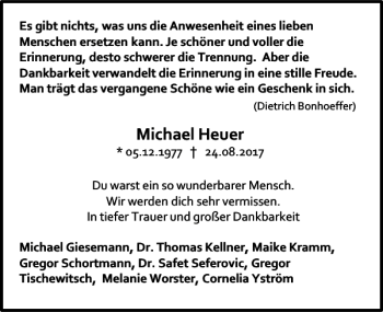 Traueranzeige von Michael Heuer von HAZ/NP