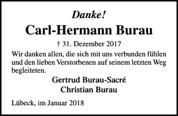 Traueranzeige von Carl-Hermann Burau von Lübecker Nachrichten