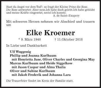 Traueranzeige von Elke Kroemer von Hannoversche Allgemeine Zeitung/Neue Presse