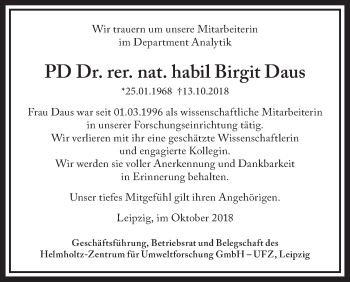 Traueranzeige von Birgit Daus von Leipziger Volkszeitung