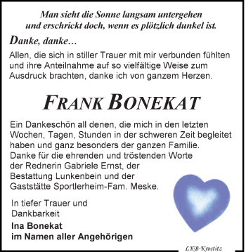 Traueranzeige von Frank Bonekat von Leipziger Volkszeitung