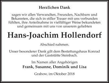 Traueranzeige von Hans-Joachim Hollendorf von Märkischen Allgemeine Zeitung