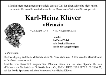Traueranzeige von Karl-Heinz Klüver von Kieler Nachrichten