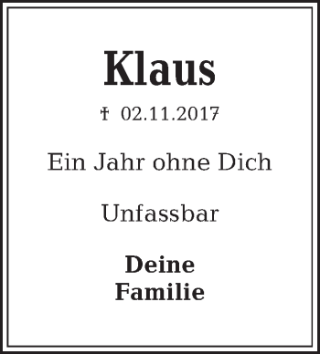 Traueranzeige von Klaus  von Kieler Nachrichten