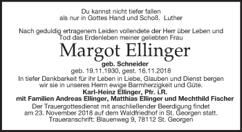 Traueranzeige von Margot Ellinger von Dresdner Neue Nachrichten