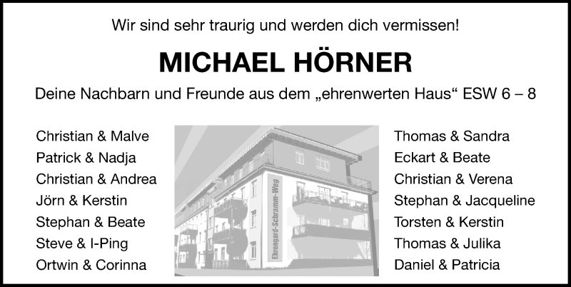  Traueranzeige für Michael Hörner vom 03.11.2018 aus Göttinger Tageblatt