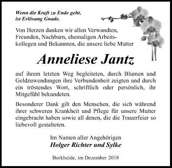 Traueranzeige von Anneliese Jantz von Märkischen Allgemeine Zeitung