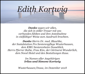 Traueranzeige von Edith Kortwig von Märkischen Allgemeine Zeitung