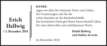 Traueranzeige von Erich Hellwig von Lübecker Nachrichten