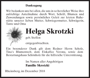 Traueranzeige von Helga Skrotzki von Märkischen Allgemeine Zeitung