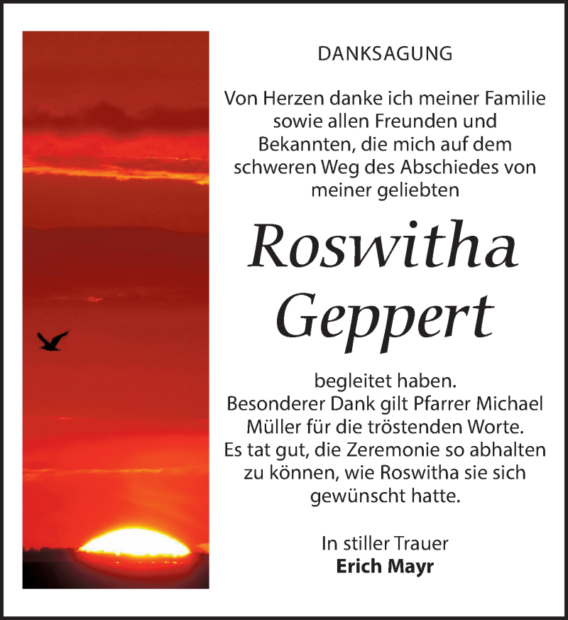  Traueranzeige für Roswitha Geppert vom 01.12.2018 aus Leipziger Volkszeitung