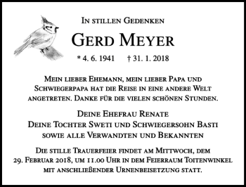 Traueranzeige von Gerd Meyer von Ostsee-Zeitung