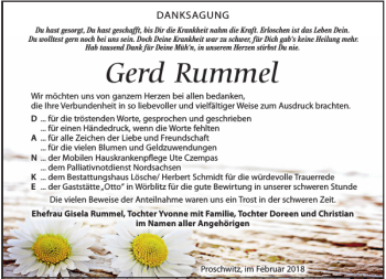Traueranzeige von Gerd Rummel von Torgauer Zeitung