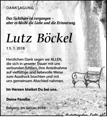Traueranzeige von Lutz Böckel von Torgauer Zeitung