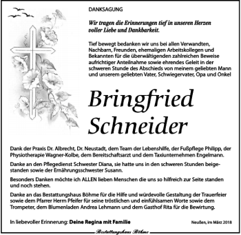 Traueranzeige von Bringfried Schneider von Torgauer Zeitung