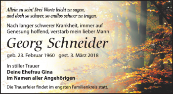 Traueranzeige von Georg Schneider von Leipziger Volkszeitung