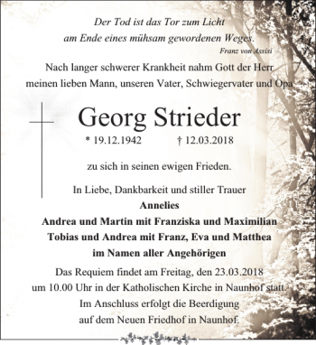 Traueranzeige von Georg Strieder von Leipziger Volkszeitung