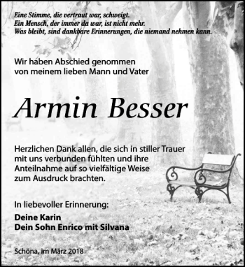 Traueranzeige von Armin Besser von Torgauer Zeitung