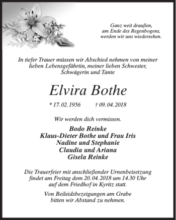 Traueranzeige von Elvira Bothe von MAZ-Trauer.de