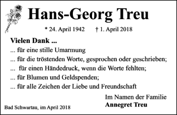 Traueranzeige von Hans-Georg  von Lübecker Nachrichten