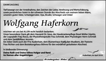 Traueranzeige von Wolfgang Haferkorn von Torgauer Zeitung