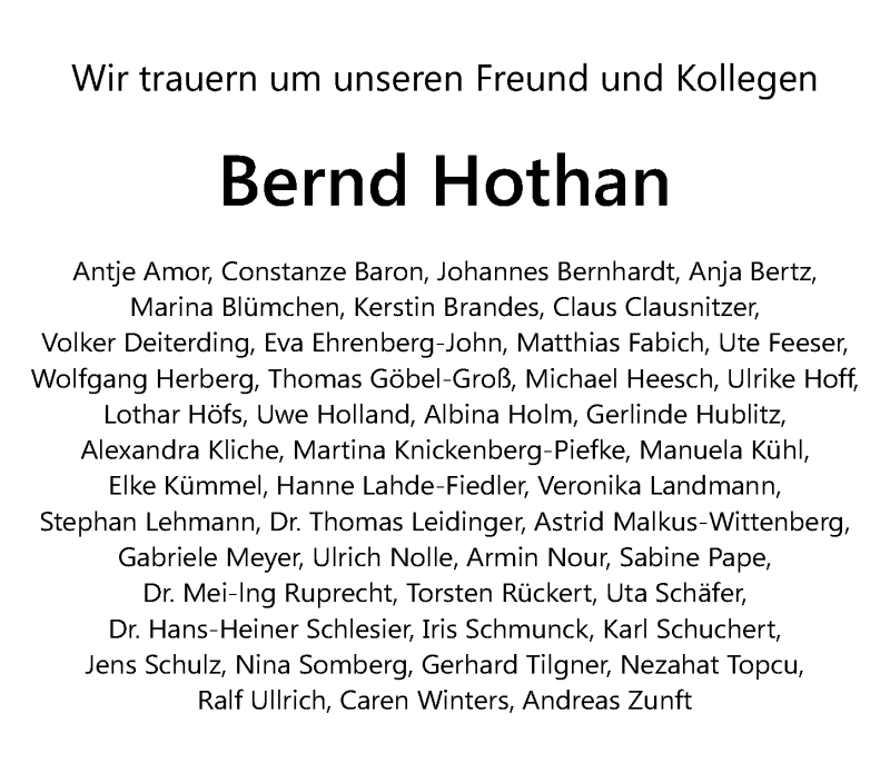  Traueranzeige für Bernd Hothan vom 19.05.2018 aus Hannoversche Allgemeine Zeitung/Neue Presse