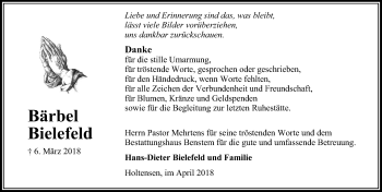 Traueranzeige von Bärbel Bielefeld von Göttinger Tageblatt