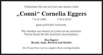 Traueranzeige von Cornelia Eggers von Hannoversche Allgemeine Zeitung/Neue Presse