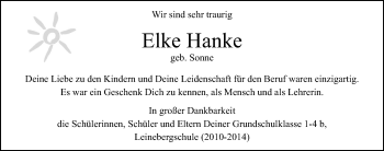 Traueranzeige von Elke Hanke von Göttinger Tageblatt
