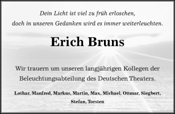 Traueranzeige von Erich Bruns von Göttinger Tageblatt