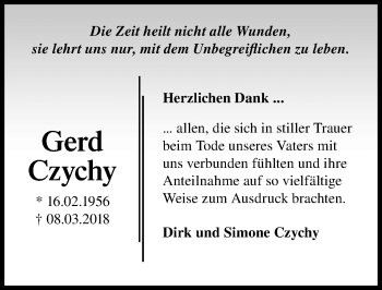 Traueranzeige von Gerd Czychy von Märkischen Allgemeine Zeitung