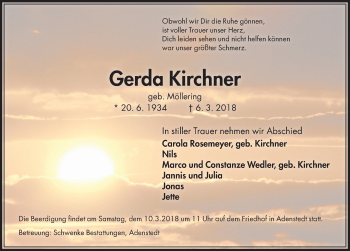 Traueranzeige von Gerda Kirchner von Peiner Allgemeine Zeitung