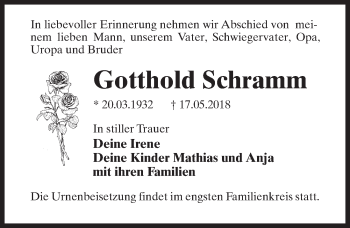 Traueranzeige von Gotthold Schramm von Märkischen Allgemeine Zeitung