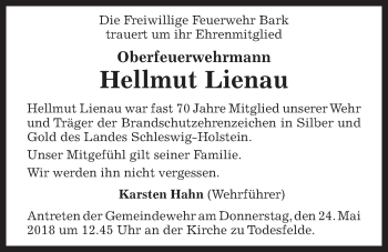 Traueranzeige von Hellmut Lienau von Kieler Nachrichten