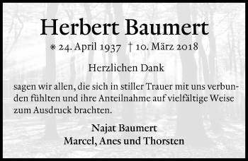 Traueranzeige von Herbert Baumert von Göttinger Tageblatt