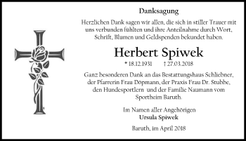 Traueranzeige von Herbert Spiwek von Märkischen Allgemeine Zeitung